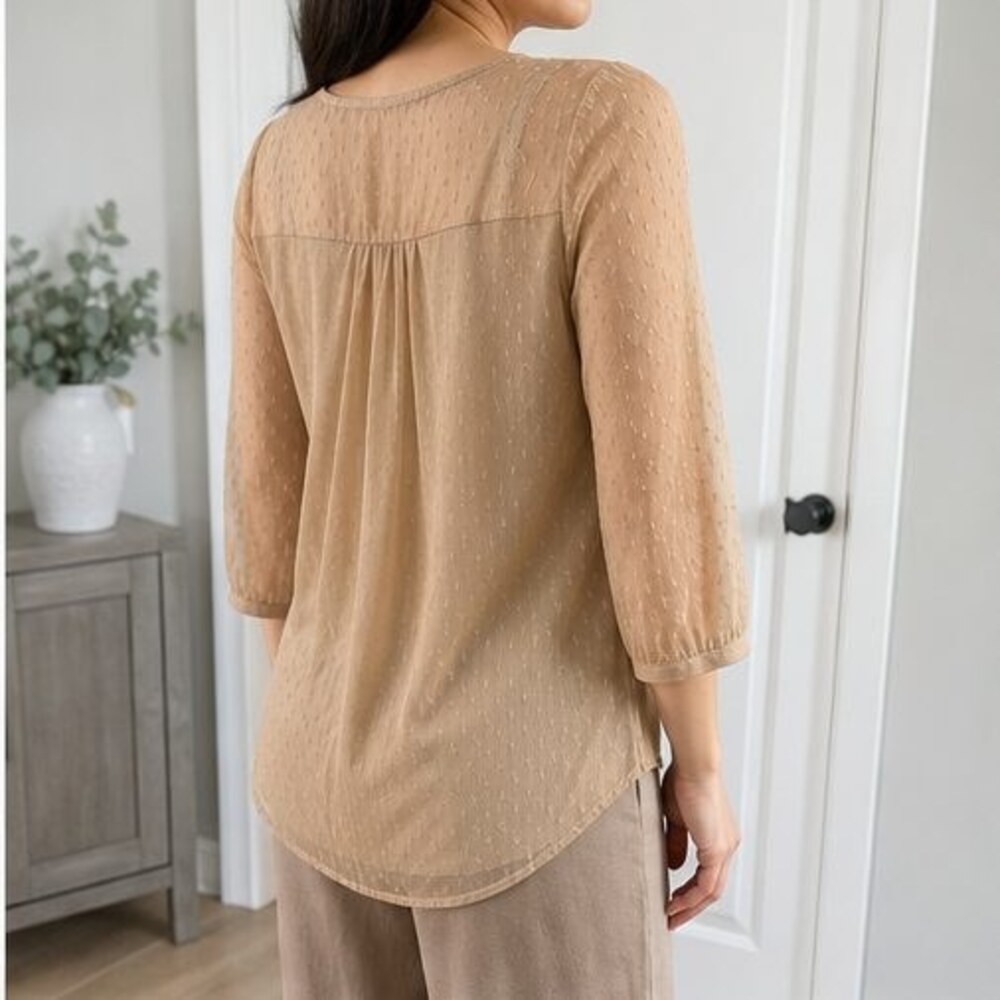 Camel Ruffle Blouse - Picture 3 of 6